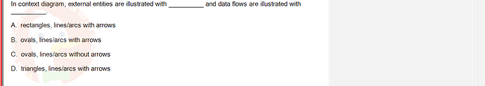 SWR302_SU24_RE_719186_1 - (Choose 1 answer)   In context diagram, external entities are illustrated with A. rectangles, lines/arcs with arrows B.