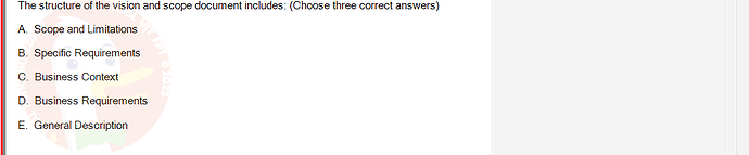 SWR302_SU24_FE_352088_1 - (Choose 3 answers)   The structure of the vision and scope document includes: (Choose