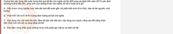 MLN131_SU24_1_887454_1 - (Choose 1 answer)   Cương lĩnh xây dựng đất nước trong thời quá độ lên chủ