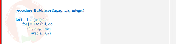 MAD101_SU24_FE_127781_1 - (Choose 1 answer)   Given the Bubble sort algorithm (See picture)    If input = 3, 2, 4,