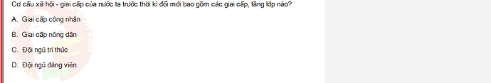 MLN131_SU24_1_887454_1 - (Choose 3 answers)   Cơ cấu xã hội - giai cấp của nước ta trước thời