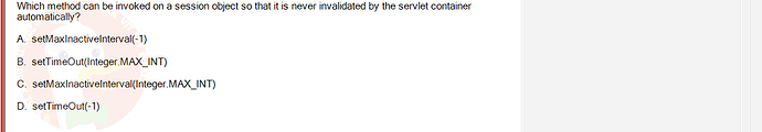 PRJ301_SP24B5_FE_433909_imageIndex - (Choose 1 answer)   Which method can be invoked on a session object so