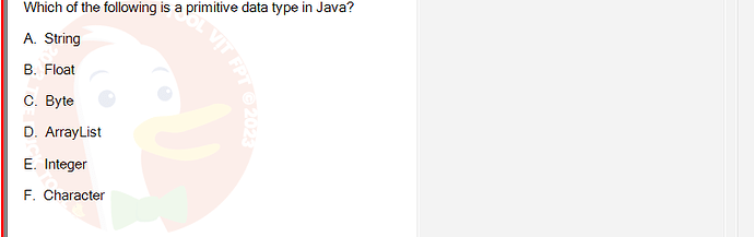 PRO192_SU24_FE2_616897_1 - (Choose 1 answer)   Which of the following is a primitive