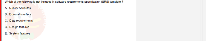 SWR302_SU24_RE_719186_1 - (Choose 1 answer)   Which of the following is not included in software requirements