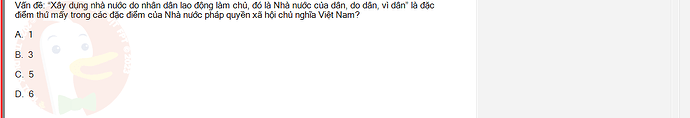 MLN131_SU24_1_887454_1 - (Choose 1 answer)   Vấn đề: “Xây dựng nhà nước do nhân dân lao động làm