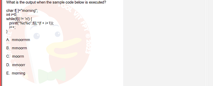 PRF192_SP24B5_FE_798937_imageIndex - (Choose 1 answer)   What is the output when the sample code below