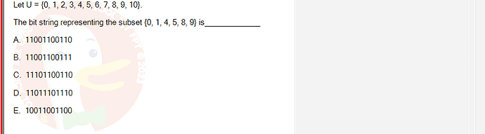 MAD101_SU24_FE_127781_1 - (Choose 1 answer)   Let U = {0, 1, 2, 3, 4, 5, 6, 7, 8,