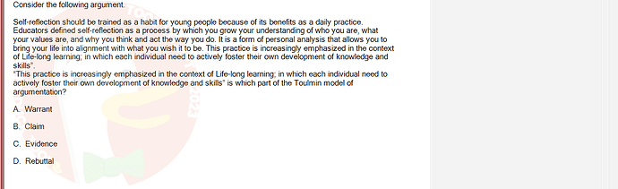 SSL101c_SU24_FE_749589_1 - (Choose 1 answer)   Consider the following argument. Self-reflection should be trained as a habit for young