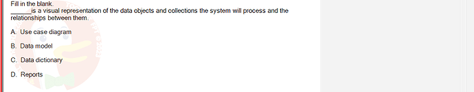 SWR302_FA24_FE_601568_1 - (Choose 1 answer)   Fill in the blank. is a visual representation of the data objects and