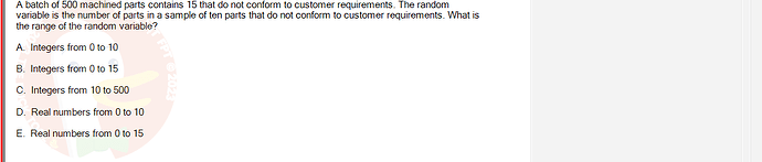 MAS291_SU24_FE_165303_1 - (Choose 1 answer)   A batch of 500 machined parts contains 15 that do not conform