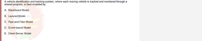 SWE201c_SP25_RE_519519_1 - (Choose 1 answer)   A vehicle identification and tracking system, where each moving vehicle is tracked