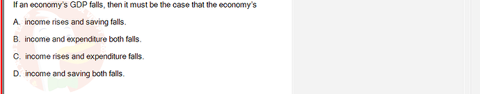 ECO121_FA24_FE_429504_1 - (Choose 1 answer)   If an economy's GDP falls, then it must be the case that