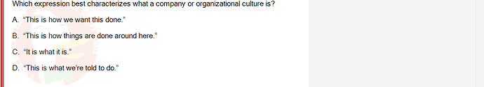 ITE302c_FA24_FE_768765_1 - (Choose 1 answer)   Which expression best characterizes what a company or organizational culture is? A. "This