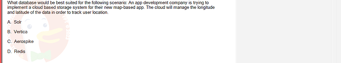 SWR302_FA24_FE_601568_1 - (Choose 1 answer)   What database would be best suited for the following scenario: An app