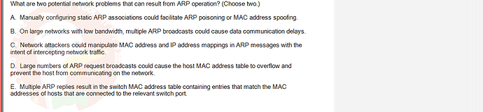 NWC204_SU24_FE_635748_1 - (Choose 2 answers)   What are two potential network problems that can result from ARP operation?