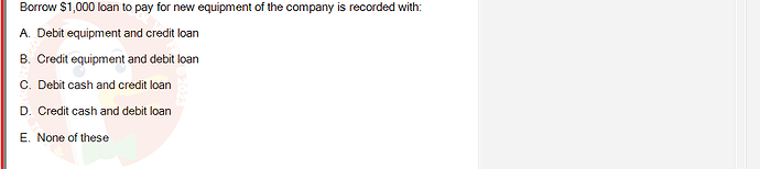 ACC101_FA24_RE_922728_1 - (Choose 1 answer)   Borrow $1,000 loan to pay for new equipment of the company is