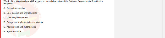 SWR302_FA24_FE_601568_1 - (Choose 1 answer)   Which of the following does NOT suggest an overall description of the