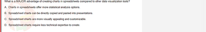 DMA301m_FA24_FE_612180_1 - (Choose 1 answer)   What is a MAJOR advantage of creating charts in spreadsheets compared to