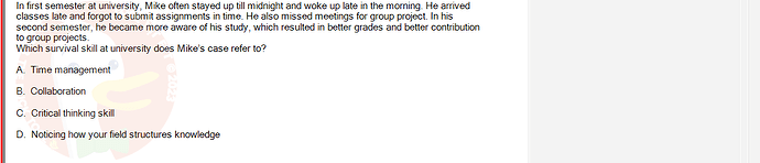 SSL101c_SU24_FE_749589_1 - (Choose 1 answer)   In first semester at university, Mike often stayed up till midnight and