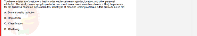 ITE302c_FA24_RE_816089_1 - (Choose 1 answer)   You have a dataset of customers that includes each customer's gender, location,