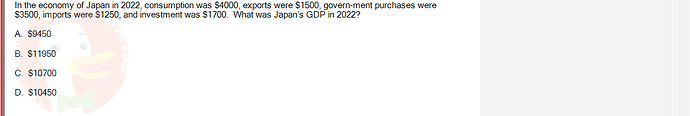 ECO121_FA24_FE_429504_1 - (Choose 1 answer)   In the economy of Japan in 2022, consumption was $4000, exports were