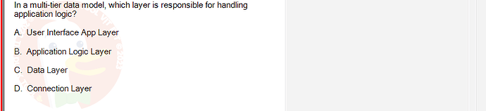 PRJ301_SU24_B5FE_627869_1 - (Choose 1 answer)   In a multi-tier data model, which layer is responsible for
