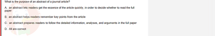 SSL101c_SU24_FE_749589_1 - (Choose 1 answer)   What is the purpose of an abstract of a journal article? A. an