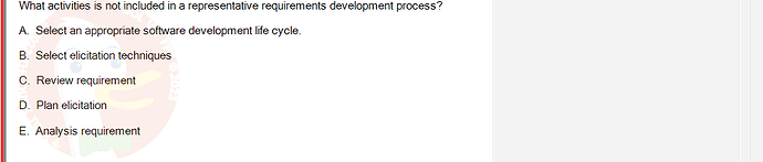 SWR302_SU24_RE_719186_1 - (Choose 1 answer)   What activities is not included in a representative requirements development process? A. Select