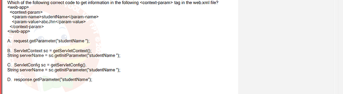 PRJ301_SU24_RE_714501_1 - (Choose 1 answer)   Which of the following correct code to get information in the following