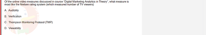 DMA301m_FA24_FE_612180_1 - (Choose 1 answer)   Of the online video measures discussed in course "Digital Marketing Analytics in