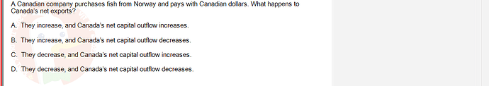 ECO121_FA24_FE_429504_1 - (Choose 1 answer)   A Canadian company purchases fish from Norway and pays with Canadian dollars.