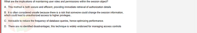 PRJ301_SU24_RE_714501_1 - (Choose 1 answer)   What are the implications of maintaining user roles and permissions within the