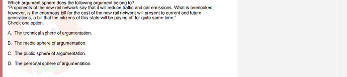 SSL101c_SU24_RE_918145_1 - (Choose 1 answer)   Which argument sphere does the following argument belong to? "Proponents of the new