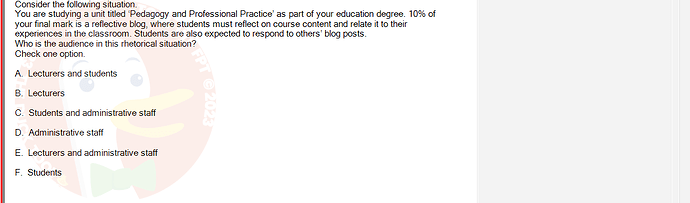 SSL101c_SU24_RE_918145_1 - (Choose 1 answer)   Consider the following situation. You are studying a unit titled 'Pedagogy and Professional